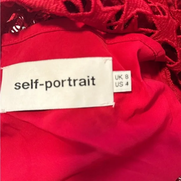Self-Portrait Vibrant Red Lace Dress - Picture 7 of 8